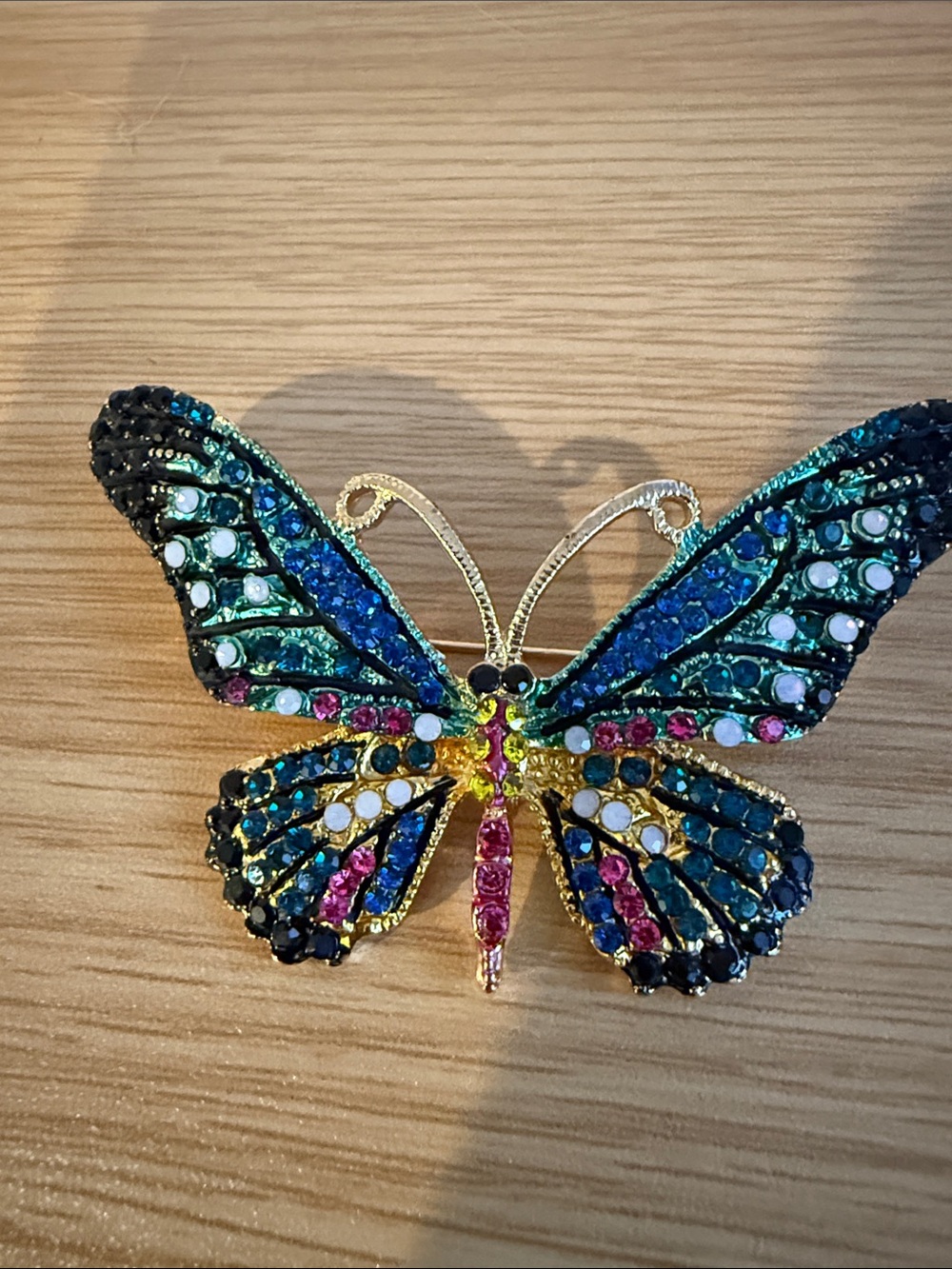 Elegant Multicolor Butterfly Brooch Crystal Rhinestones New!